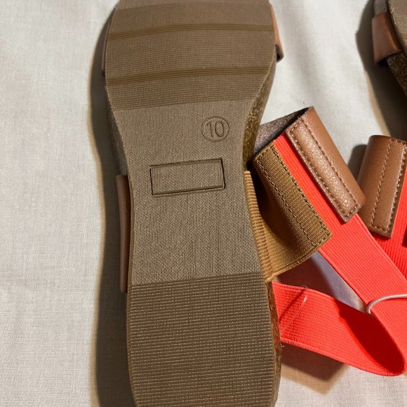 Target’s Merona Flat Sling Back Sandals Beige with Neon Orange Straps Si… - Picture 7 of 10
